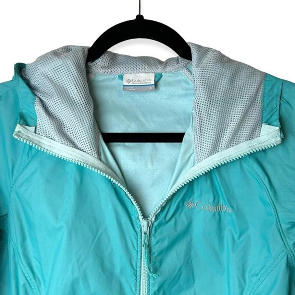Columbia Turquoise Cinched  Waist Windbreaker - Picture 3 of 10